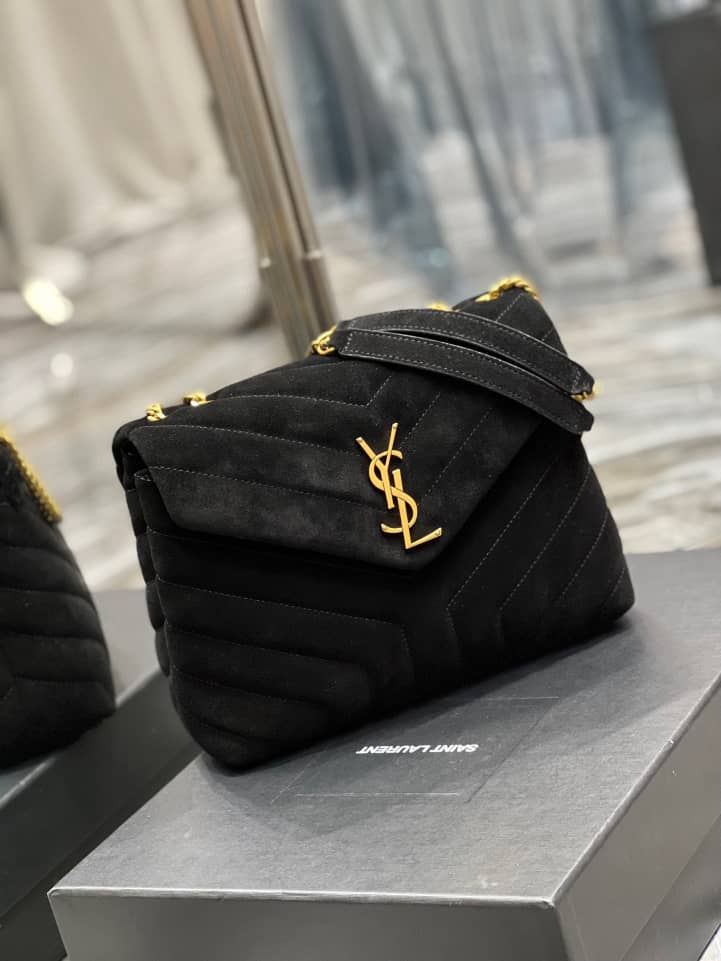 BAG NEW ARRIVAL - YSL LOULOU SMALL FLAP BAG SUEDE BLACK 25CM – SneakBag ...