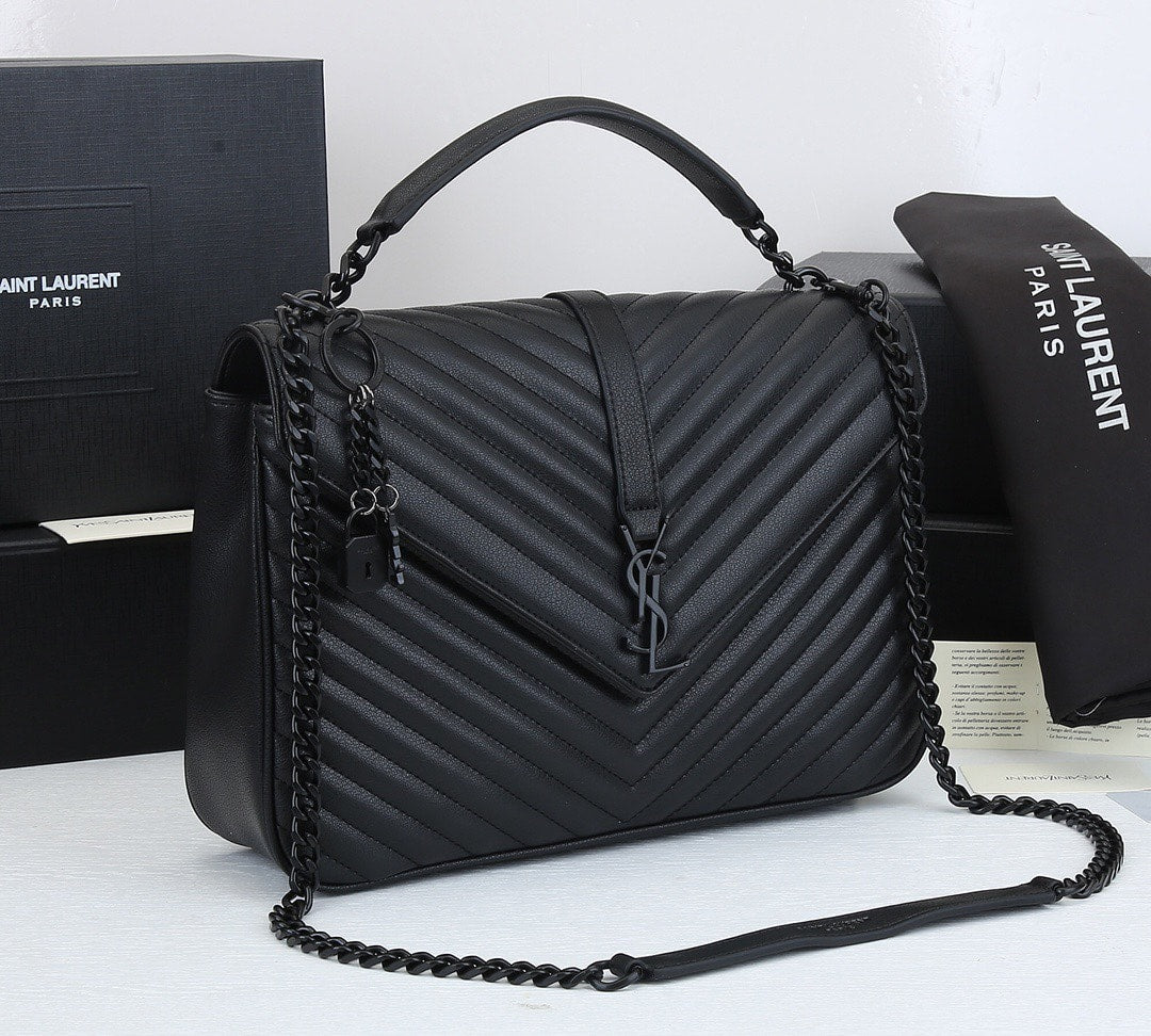 BAG NEW ARRIVAL - YSL COLLEGE LARGE CHAIN BAG BLACK TONE HARDWARE 32CM ...