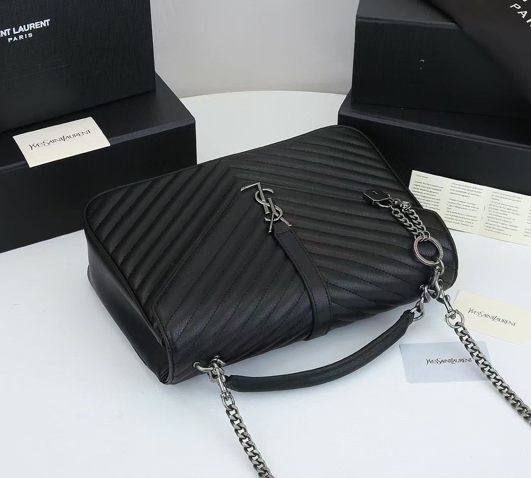 BAG NEW ARRIVAL - YSL COLLEGE LARGE CHAIN BAG BLACK 32CM ...